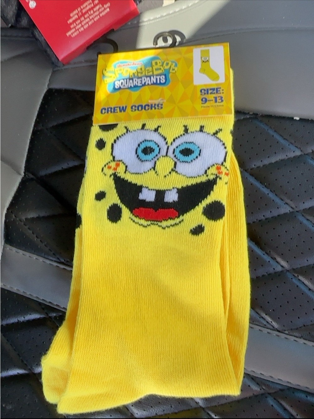 SpongeBob Squarepants Bright Yellow Kids Crew Socks with Character Face